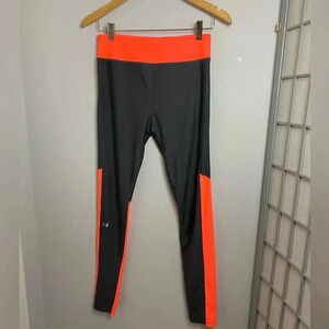 💚 Under Armour - Grey & electric melon (orange) coloured tights - medium